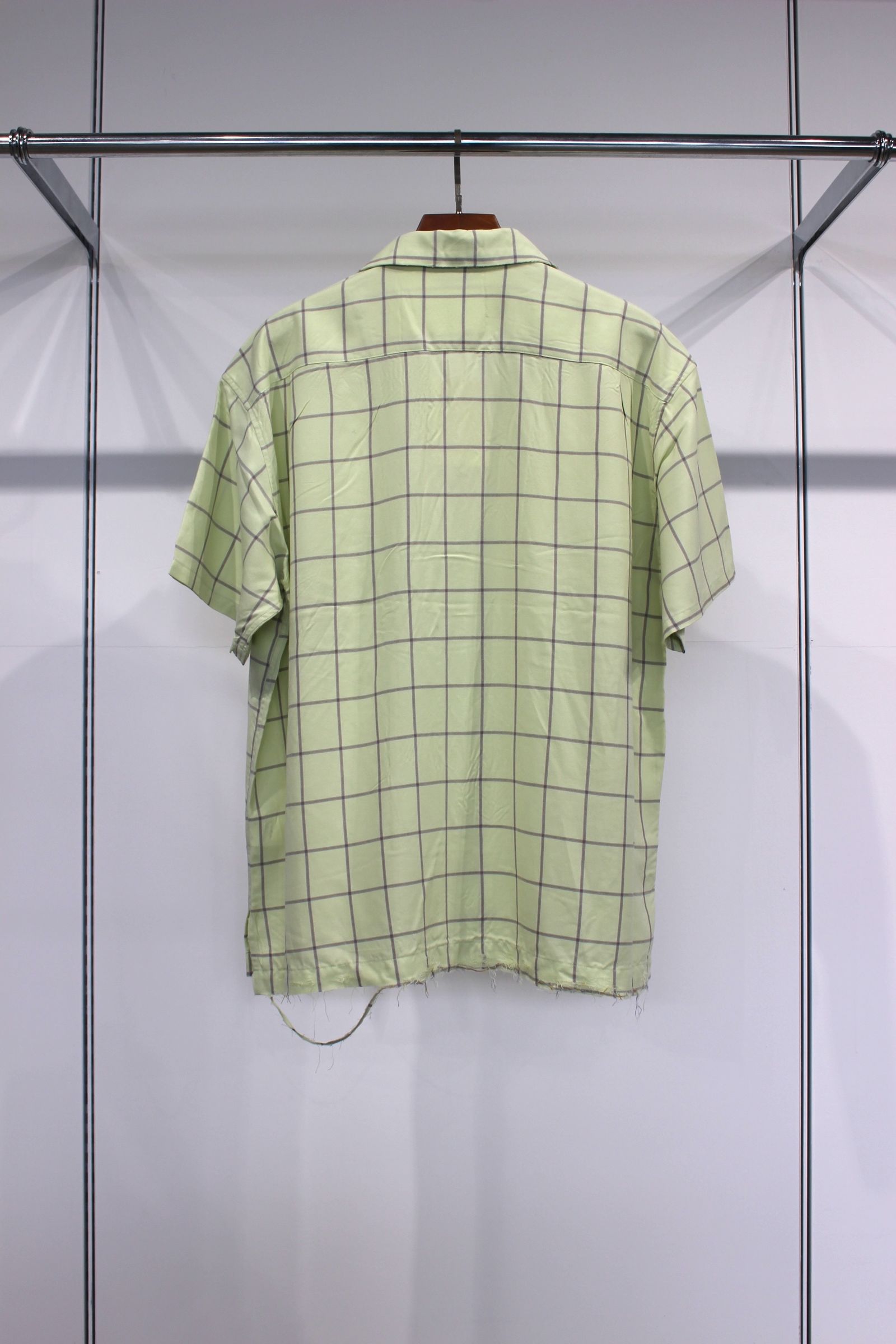 ANCELLM - [ラスト1点] RAYON CHECK OPEN COLLAR SS SHIRT | MINT