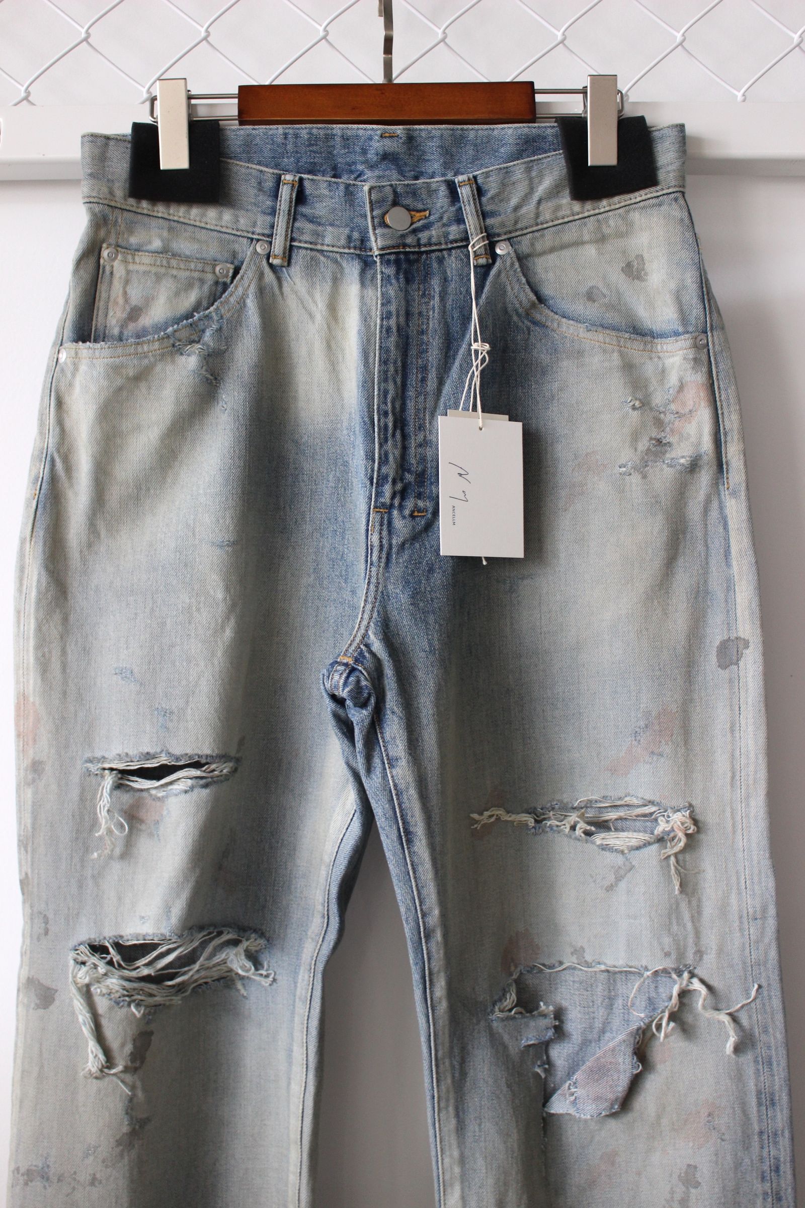 ANCELLM - AGING CRASH SELVEDGE DENIM STRAIGHT 5P PANTS/INDIGO