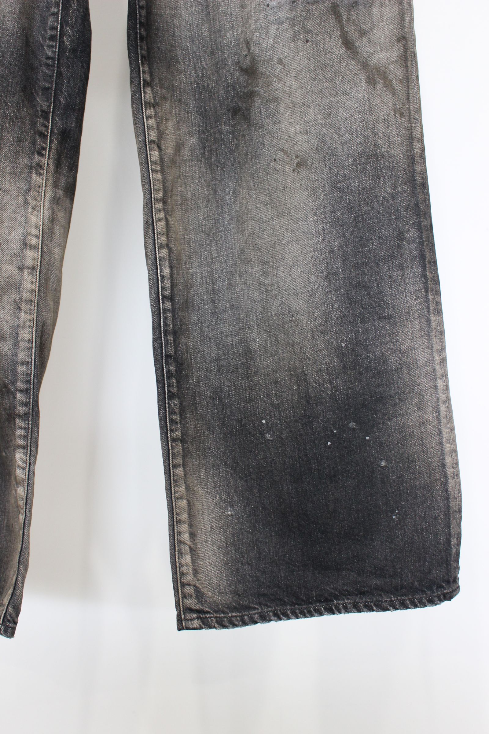 ANCELLM - [ラスト1点] AGING MIDDLE STRAIGHT 5P DENIM PANTS | BLACK
