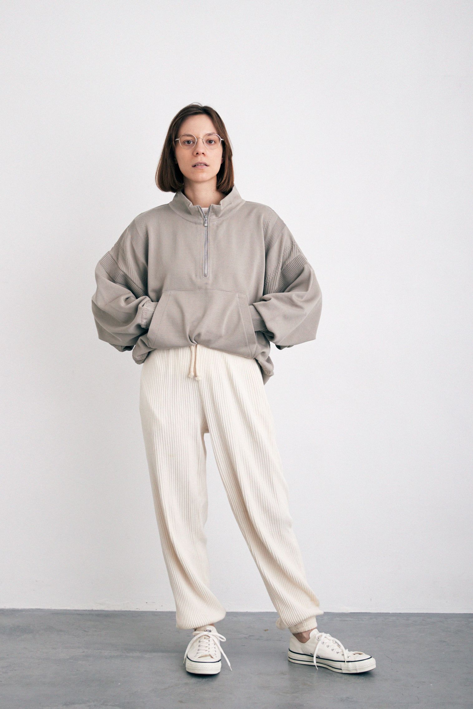 YASHIKI - 【ラスト1点】【24SS】Harukaze Half Zip Knit(LIGHT BEIGE