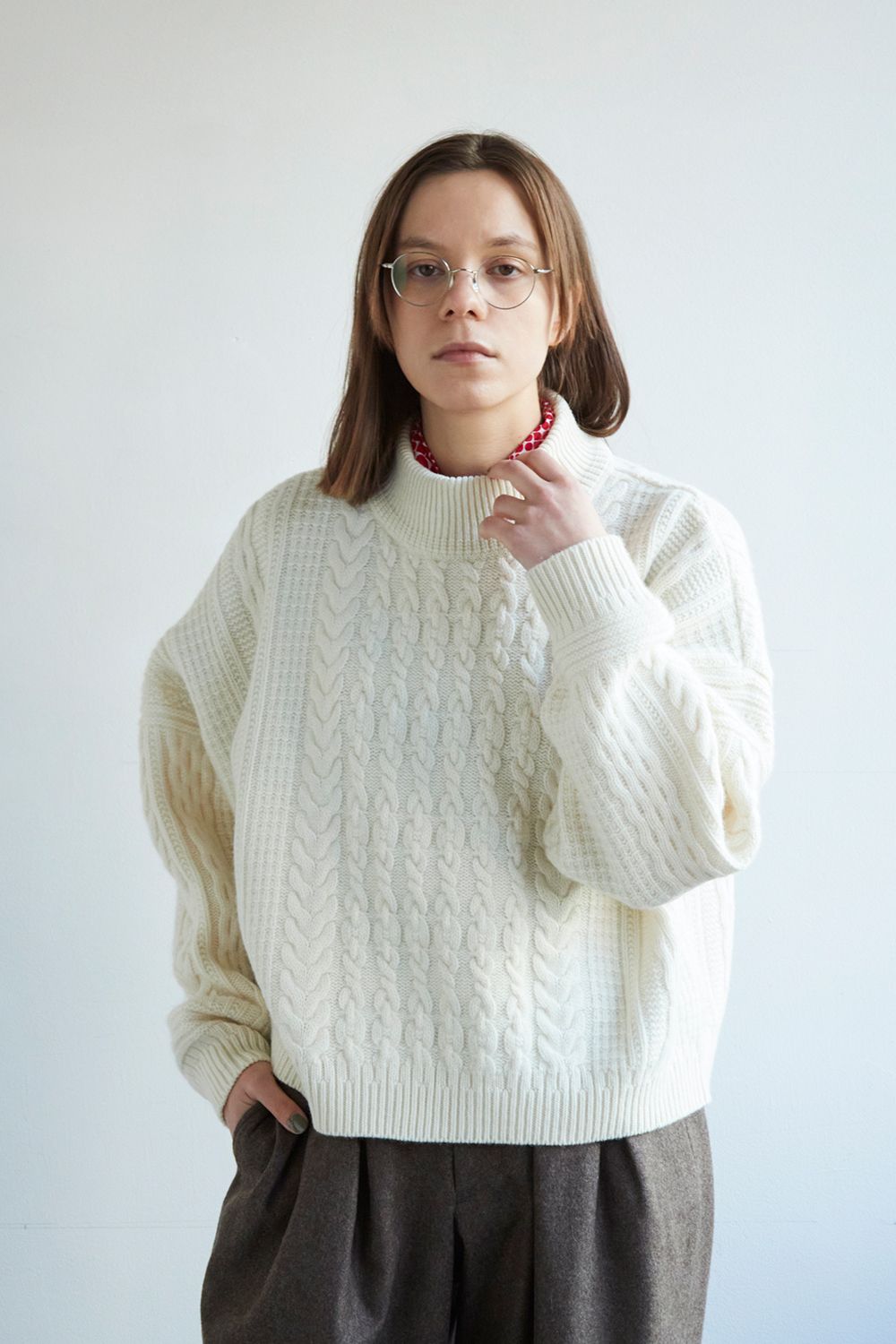 YASHIKI - 【ラスト1点】Kinshu High Neck Knit(WHITE) | Salty