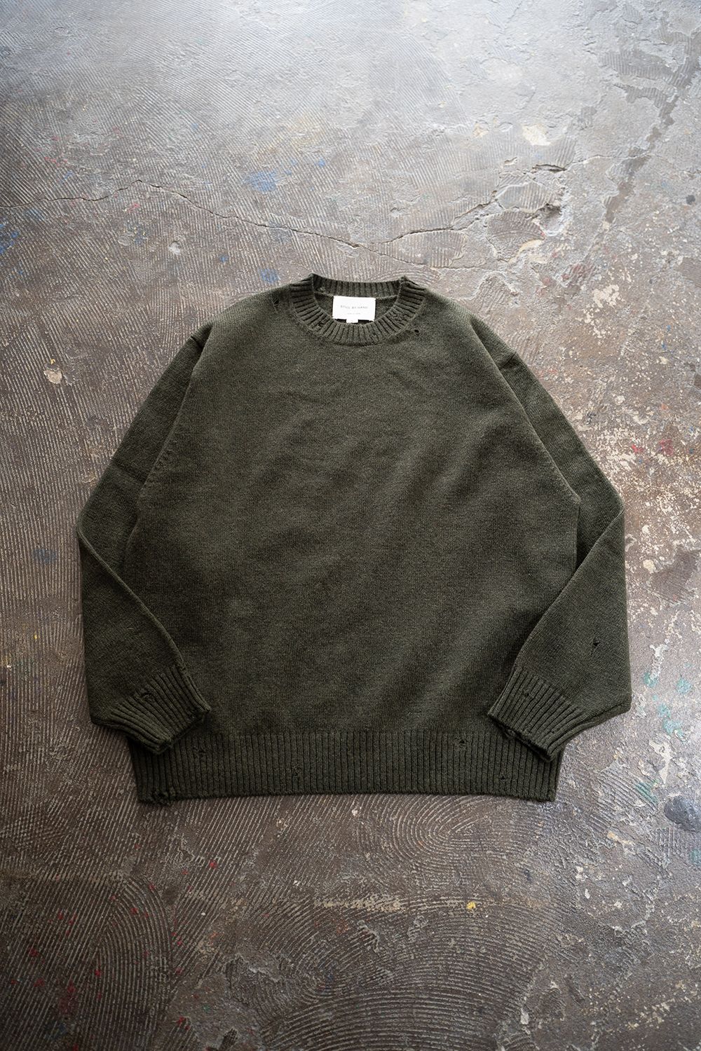 STILL BY HAND - 【25AW】ダメージクルーネックニット(DARK CHARCOAL