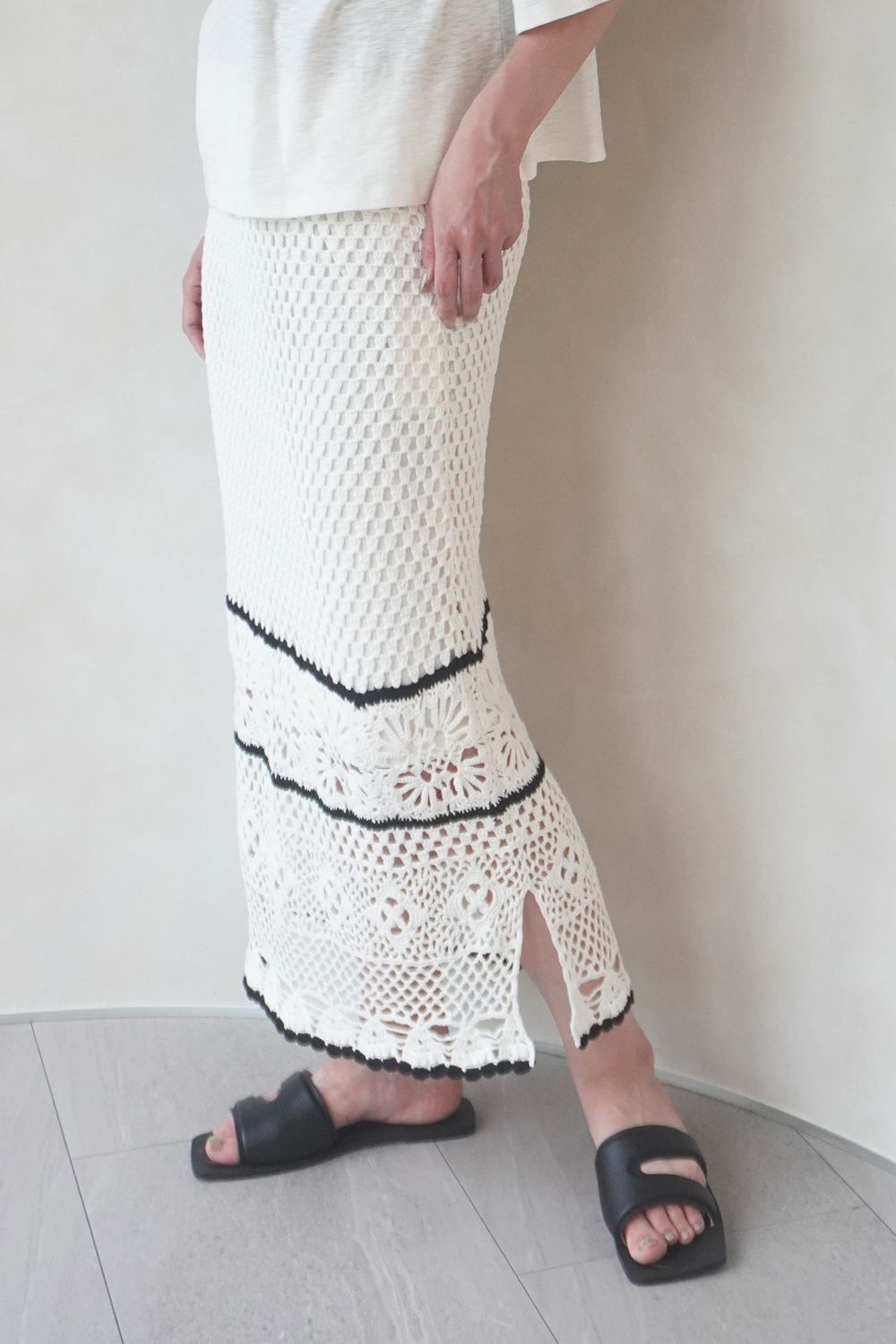 CASA FLINE - HAND CROCHET KNIT SKIRT / ハンドクロシェニット