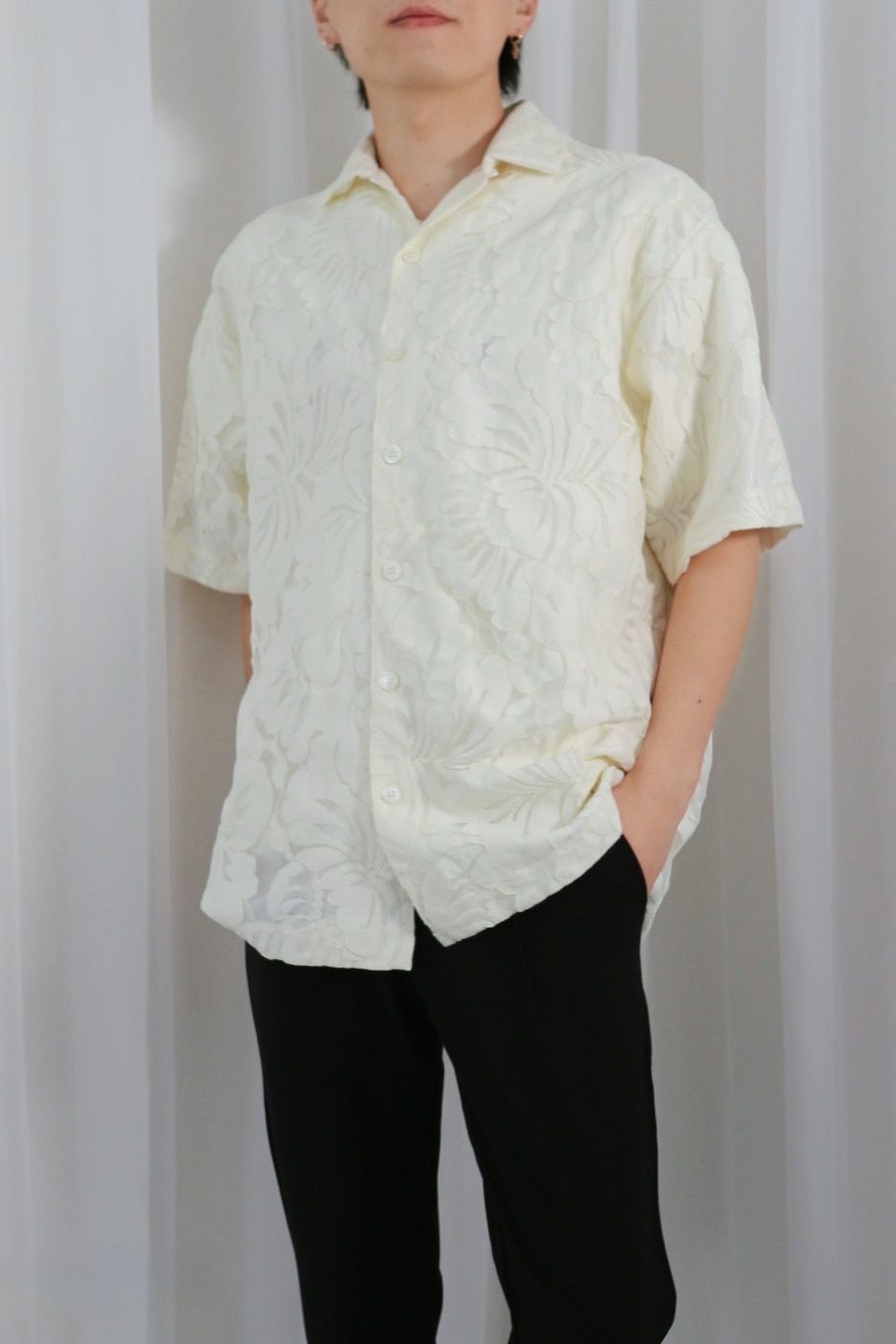 N°21 - FLOWER LACE OPEN COLLAR SHIRT / フラワーレースオープン