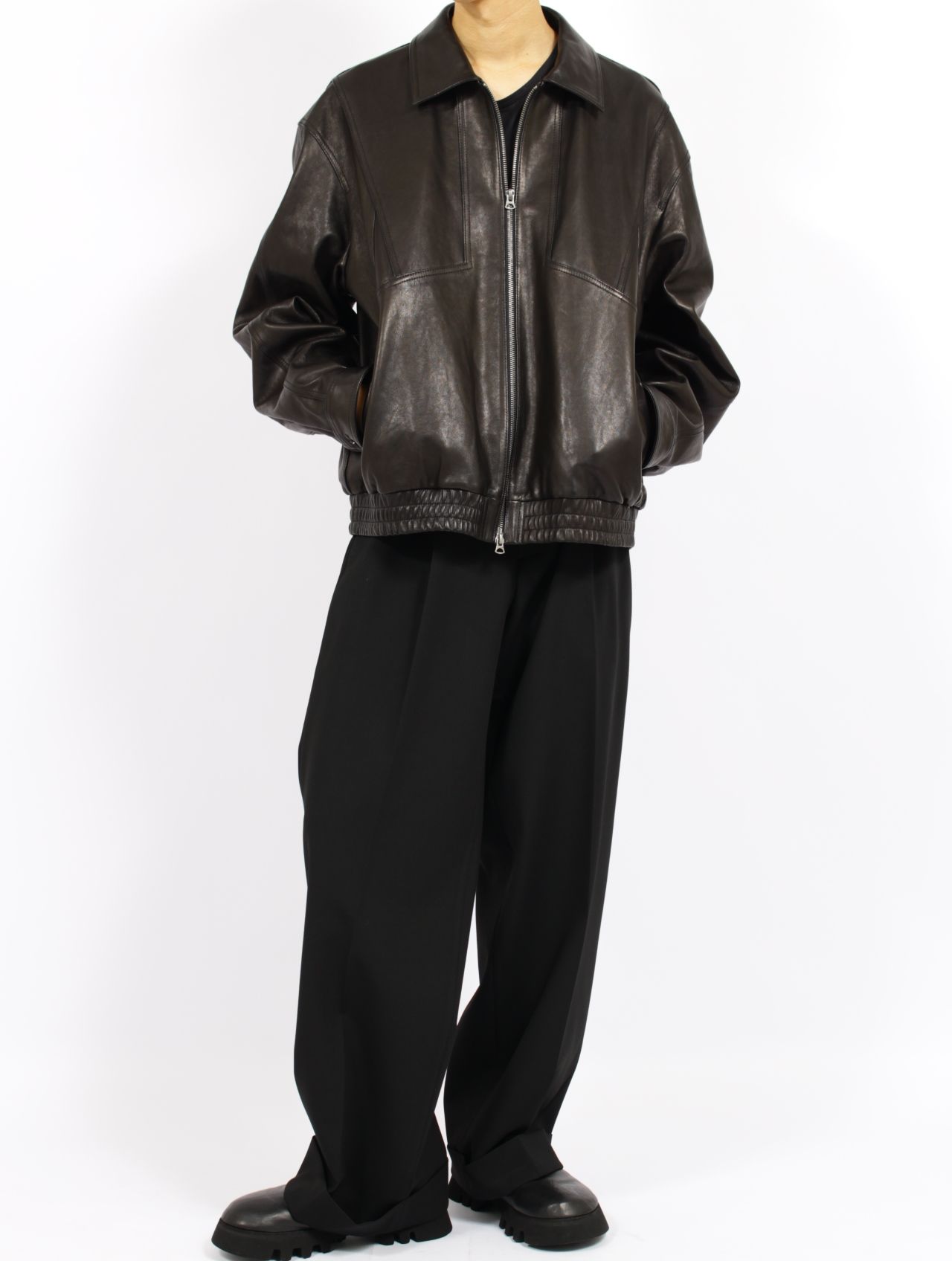 ANOTHER OFFICE - 【25AW】ラムスキン レザー ユーティリティ ブルゾン