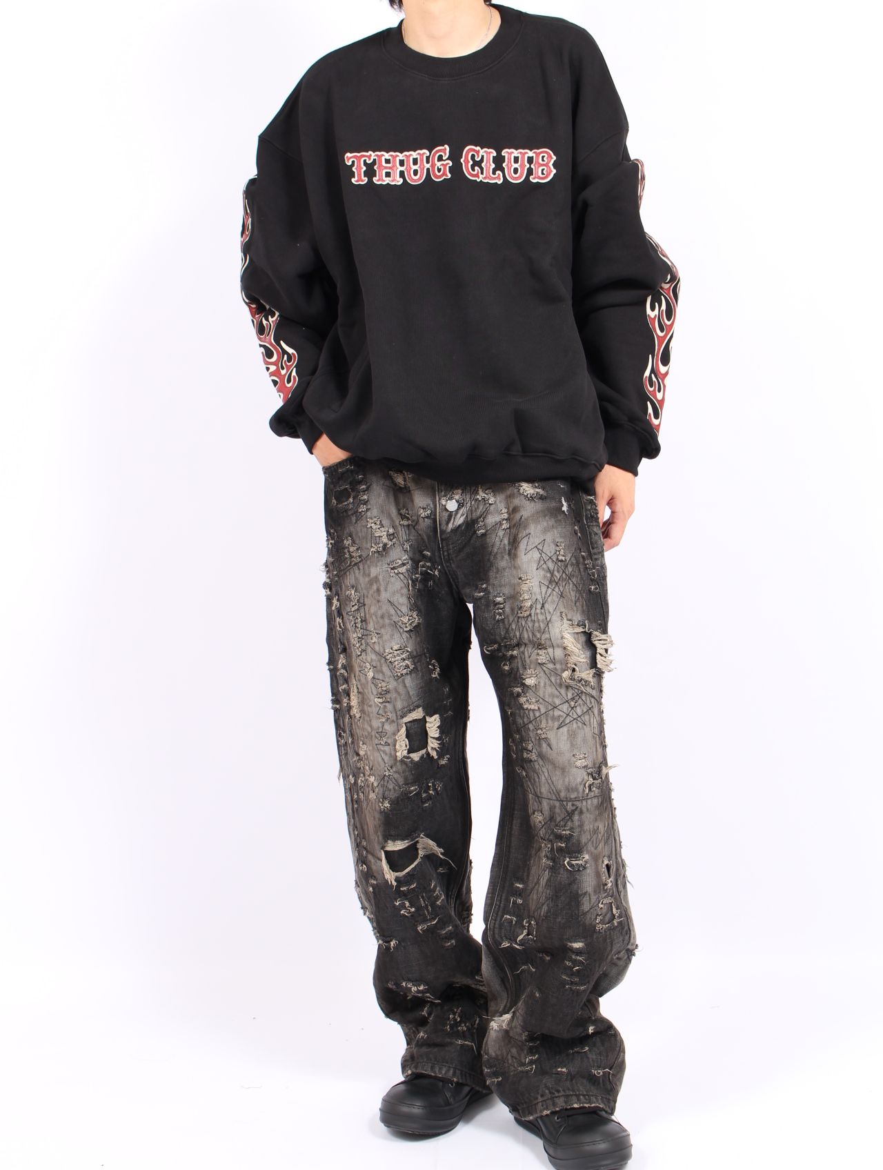 Thug Club - 【25AW】レザー フレーム スウェットシャツ / LEATHER