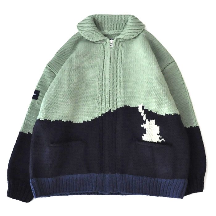 DESCENDANT - DAWN COWICHAN SWEATER / GREEN | Stripe Online Store