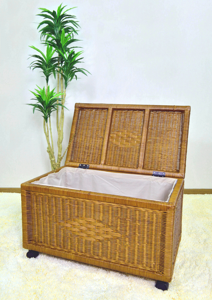 籐ラタン製 キャスター付き収納ボックス フリーボックス（幅70×奥行40