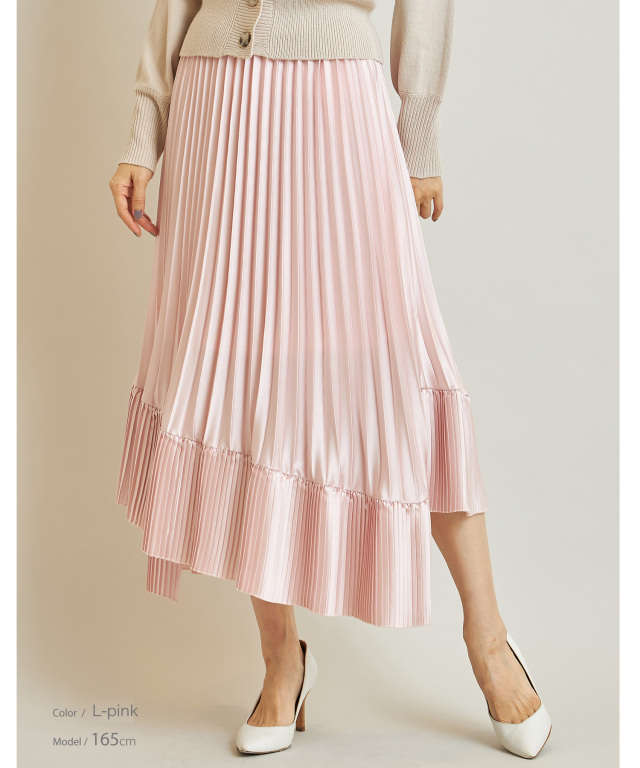 切り替えサテンプリーツスカート