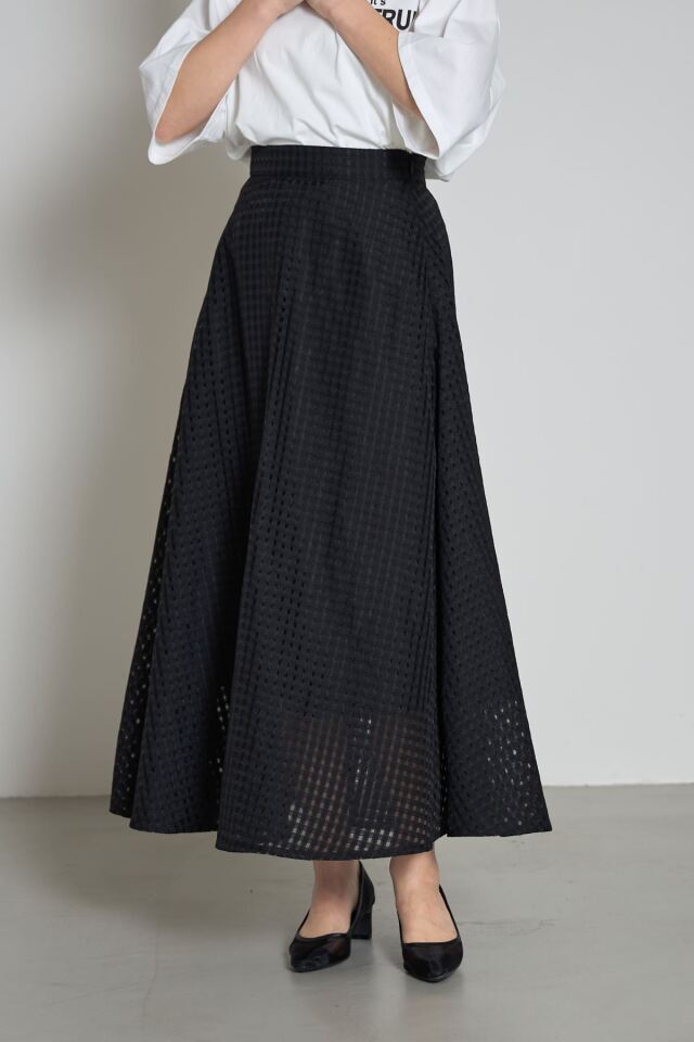 シアーギンガムチェックフレアスカート