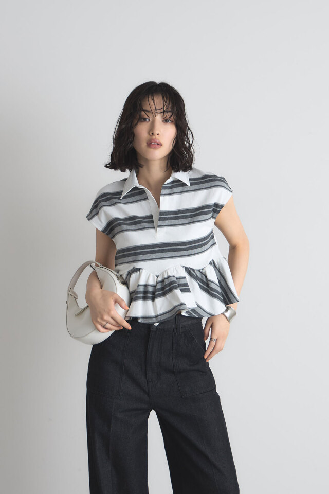 ペプラムラガーシャツ