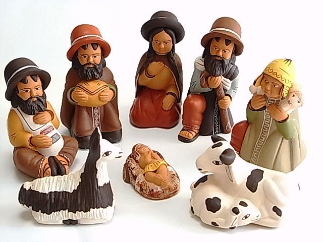 クリスマスに！聖家族のセラミカ（陶）置物セット（ナシミエント・べ