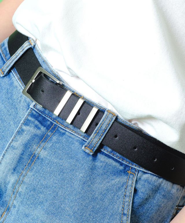 3連シルバーループレザーベルト ankoROCK(アンコロック) メンズ