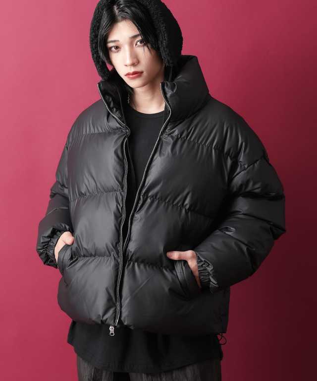 マットキルティング合成皮革オーバーサイズ中綿ジャケット / メンズ