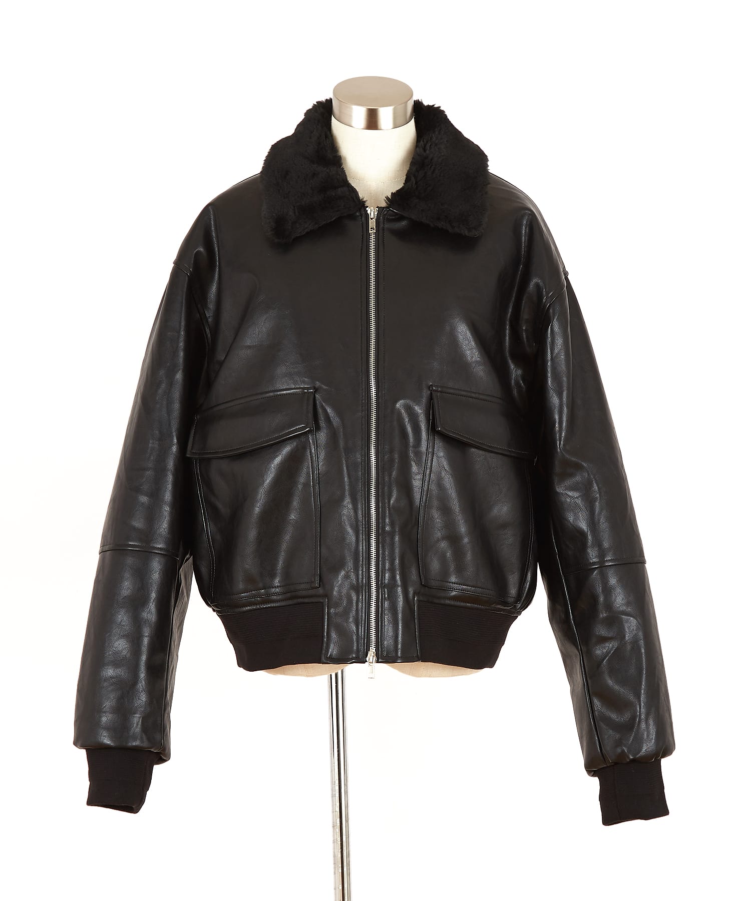 ファー襟合成皮革G-1フライトジャケット / ブルゾン メンズ レディース