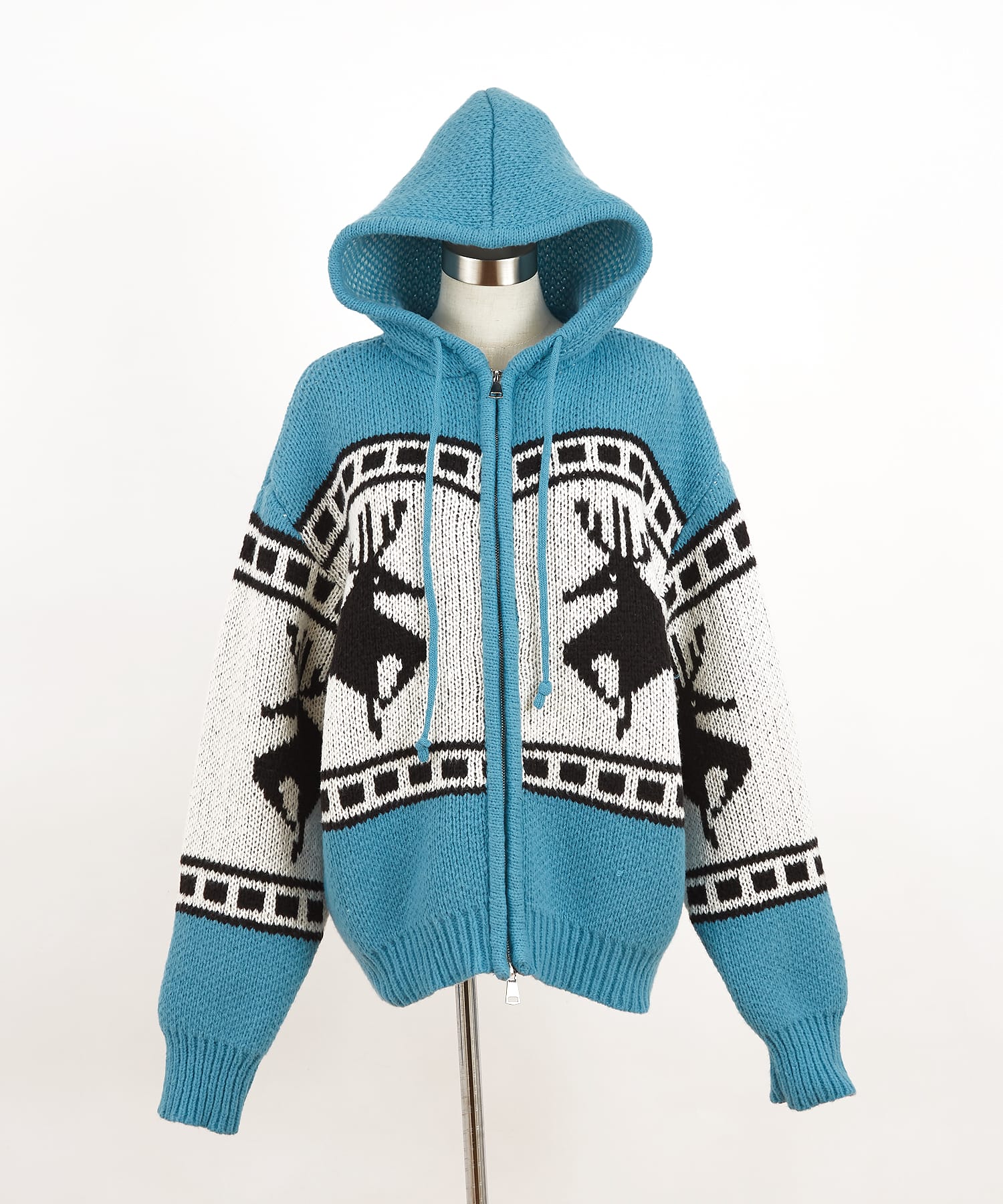 ノルディック柄カウチンニットフーディーセーター / メンズ レディース