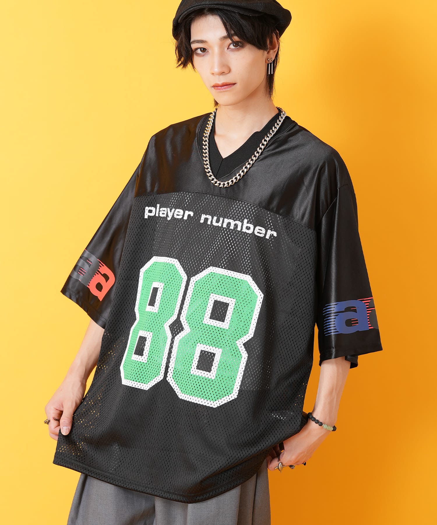 コンビメッシュナンバリングフットボールシャツ / 半袖 Tシャツ メンズ