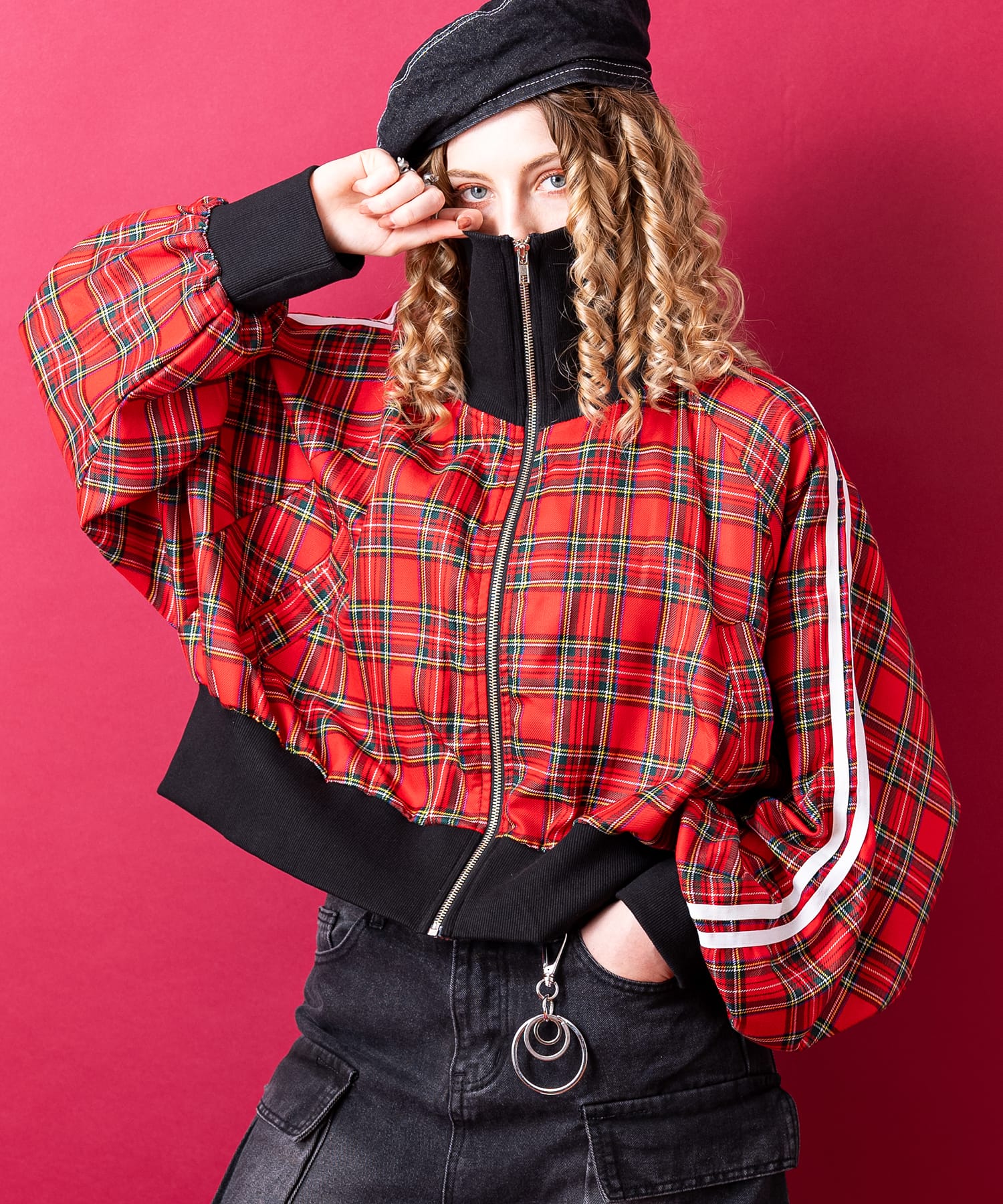 anuans チェック柄オフショルダートップス anuans チェック柄オフ