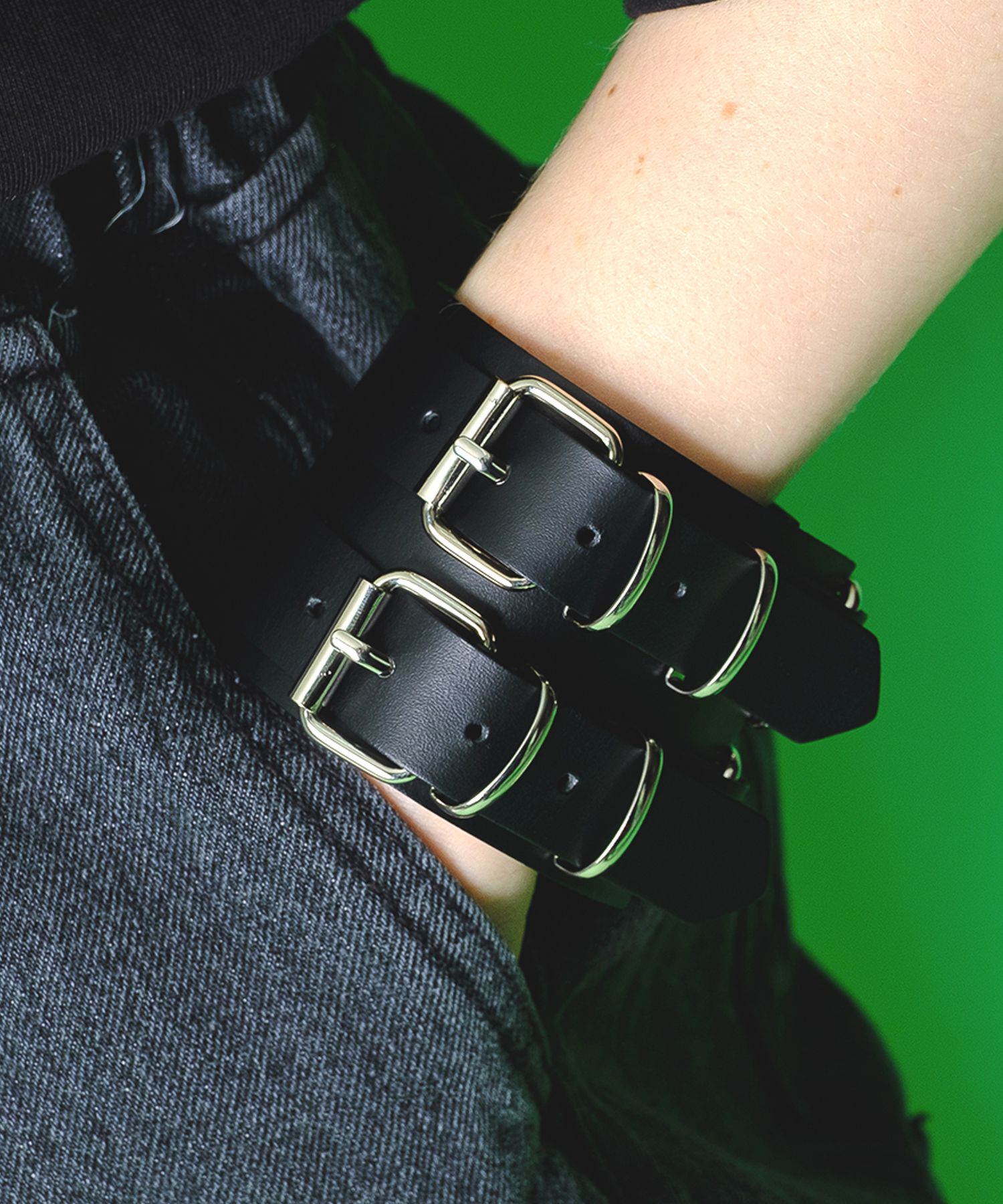 2連バックルベルトワイドレザーバングル ankoROCK(アンコロック