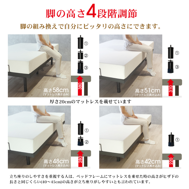 アジャスタブルベッド シングル 電動ベッド 電動リクライニング ベッド