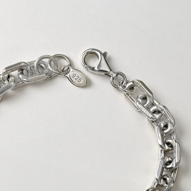 シンプル ライン 4面カット アズキ チェーン ブレスレット シルバー925