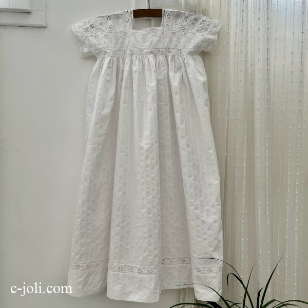パリ発送】E1187 フランスアンティークベビードレス/ドールドレス