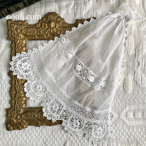 パリ発送】L2768 フランスアンティークレースつけ襟/レースジャボ