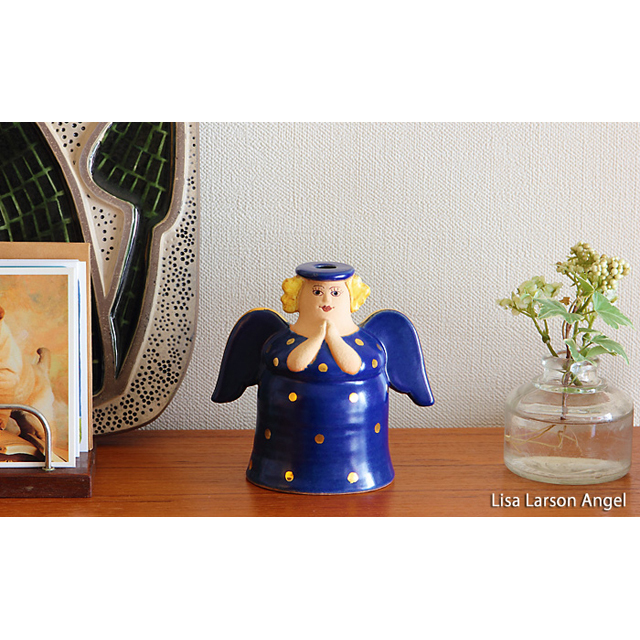 Lisa Larson/リサ・ラーソン/キャンドルホルダー/エンジェル/ブルー