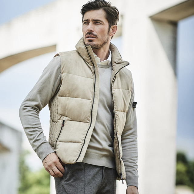 ヌバック調 スエード ダウンベスト アウター 240406 G-STAGE ジーステージ