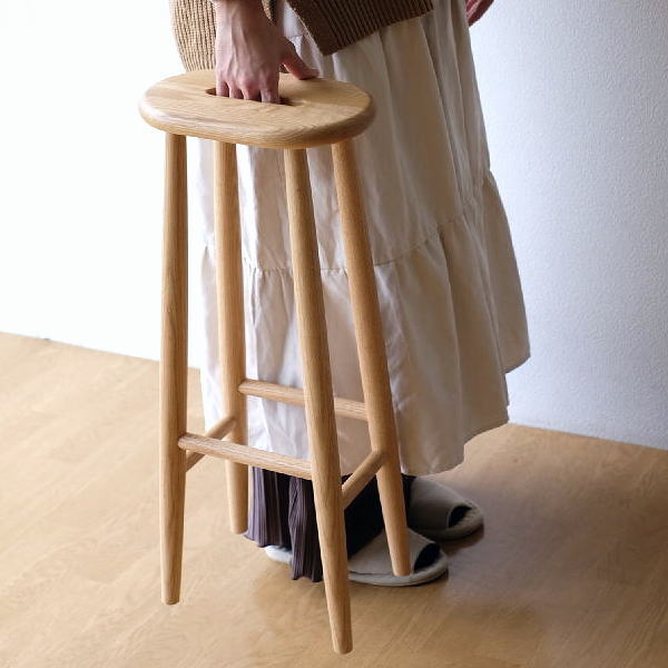 スツール ハイスツール オーク 天然木 木製 ウッド シンプル スリム