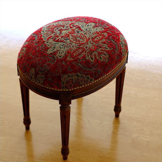 スツール アンティーク クラシック おしゃれ 椅子 布張り 木製