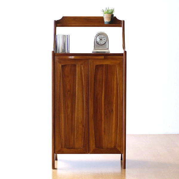 木製キャビネット 4段 引き出し サイドテーブル FAXや電話台にも 木製