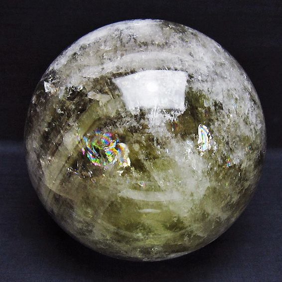 4.8Kgパワーストーン 天然石 虹入りシトリン水晶ファントム丸玉 155mm