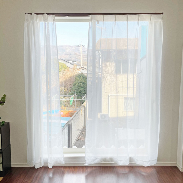 無地調ミラーレースカーテン 日本製 ホワイト 出窓 腰高窓 掃き出し窓
