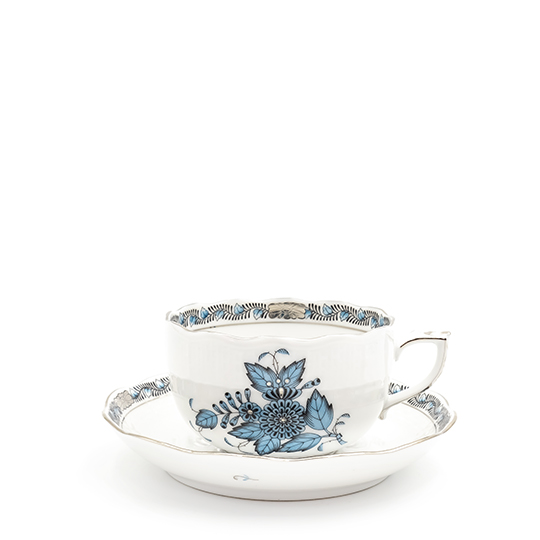 アポニー・ターコイズ・プラチナ] ティーカップ&ソーサー