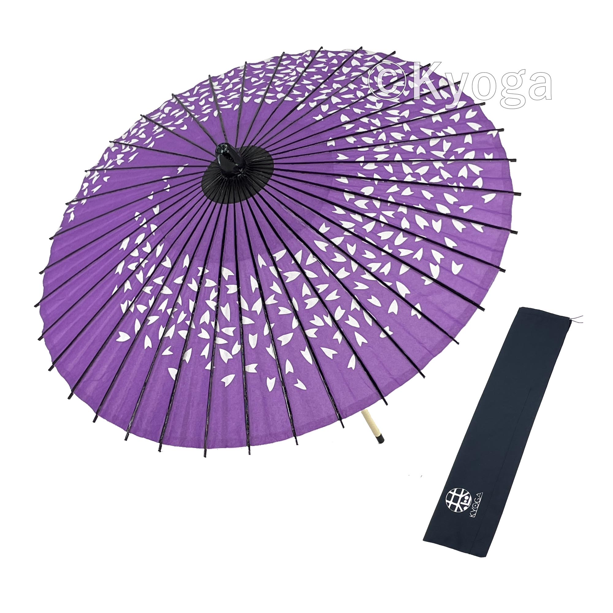 和傘・野点傘専門店 恭雅】 和傘 − 紙傘 1尺4寸 桜渦 紫 継柄