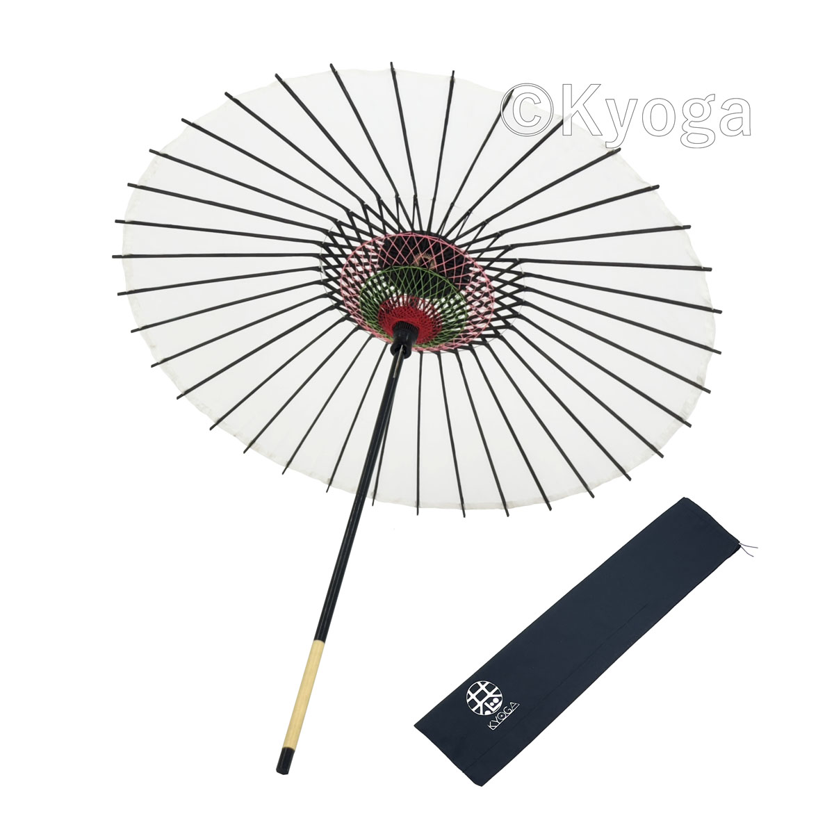 和傘・野点傘専門店 恭雅】 和傘 − 絹傘 1尺4寸 無地 白 継柄