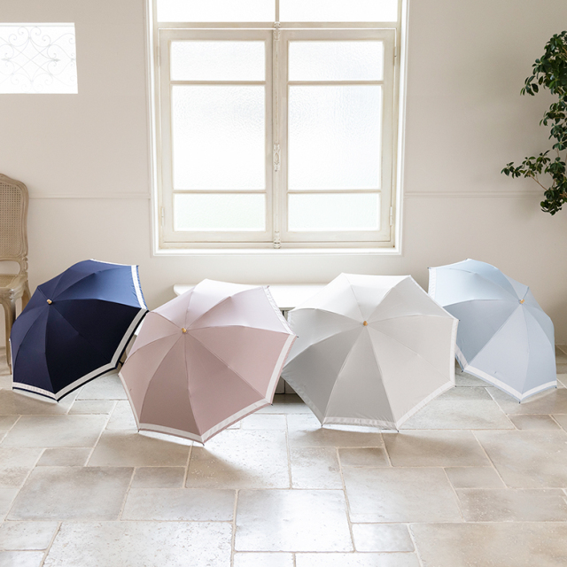 日傘 クールプラス UV遮熱遮光折傘 リボン（晴雨兼用） 50cm×8本骨