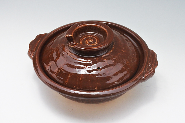 信楽焼】雲井窯 飴釉土鍋 直火用 7号（1～2人）／8号（2～3人