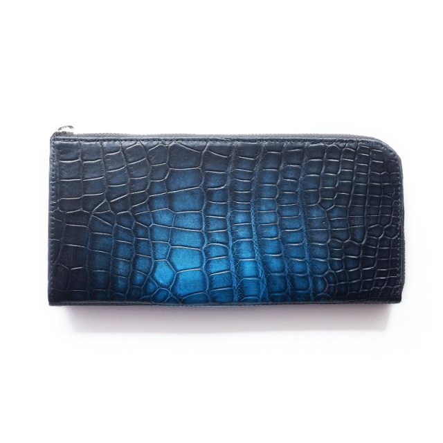 ナイルクロコダイル革 L字ファスナー 長財布 | 手染めクロコダイル革