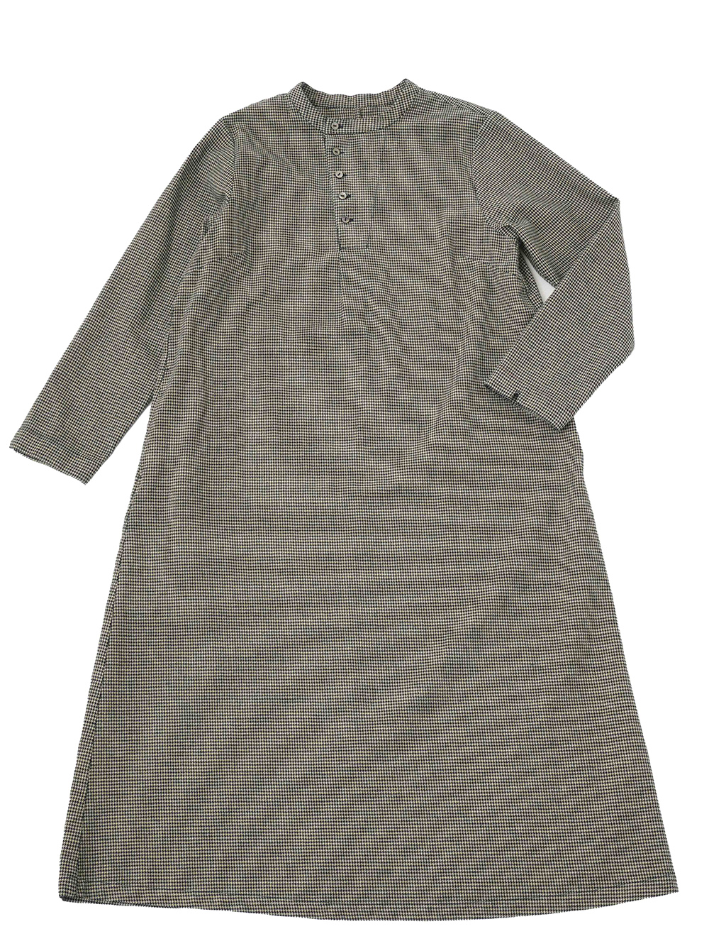 インディゴ千鳥スタンド襟ワンピース