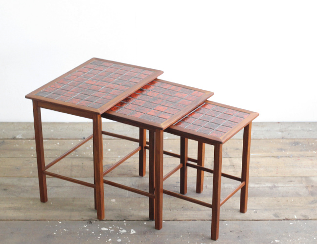 デンマークヴィンテージ タイルトップ ネストテーブル OL150 北欧家具
