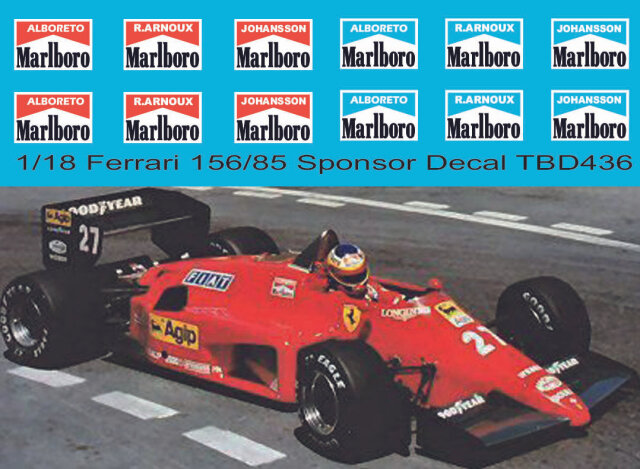 TBデカール 1/18 フェラーリ 156/85 マルボロ タバコデカール TBD436