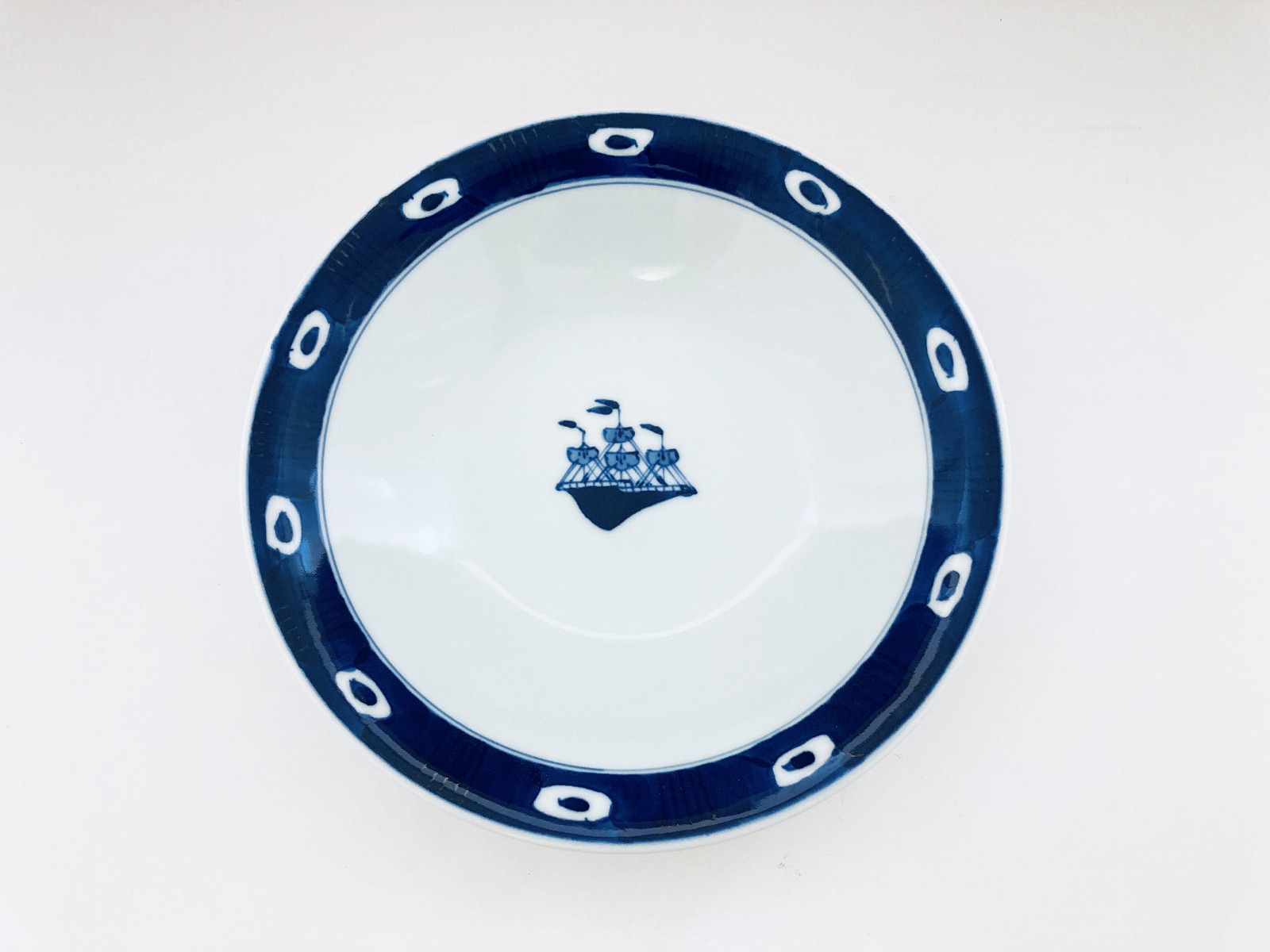 長崎紋玉渕7寸スープ皿 しん窯 青花