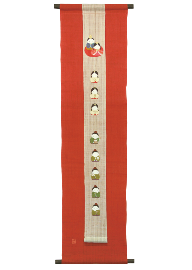 手染め麻タペストリー「雛祭り」 [京都洛柿庵オンラインショップ]