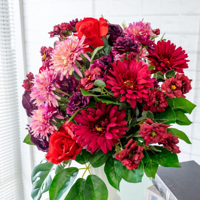 PAS015 造花アレンジメント/陶器鉢】フラワーアレンジメント アーティ