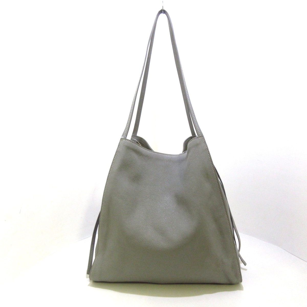 ミュウミュウ/トートバッグ/マドラスレザートートバッグ/ライトグレー