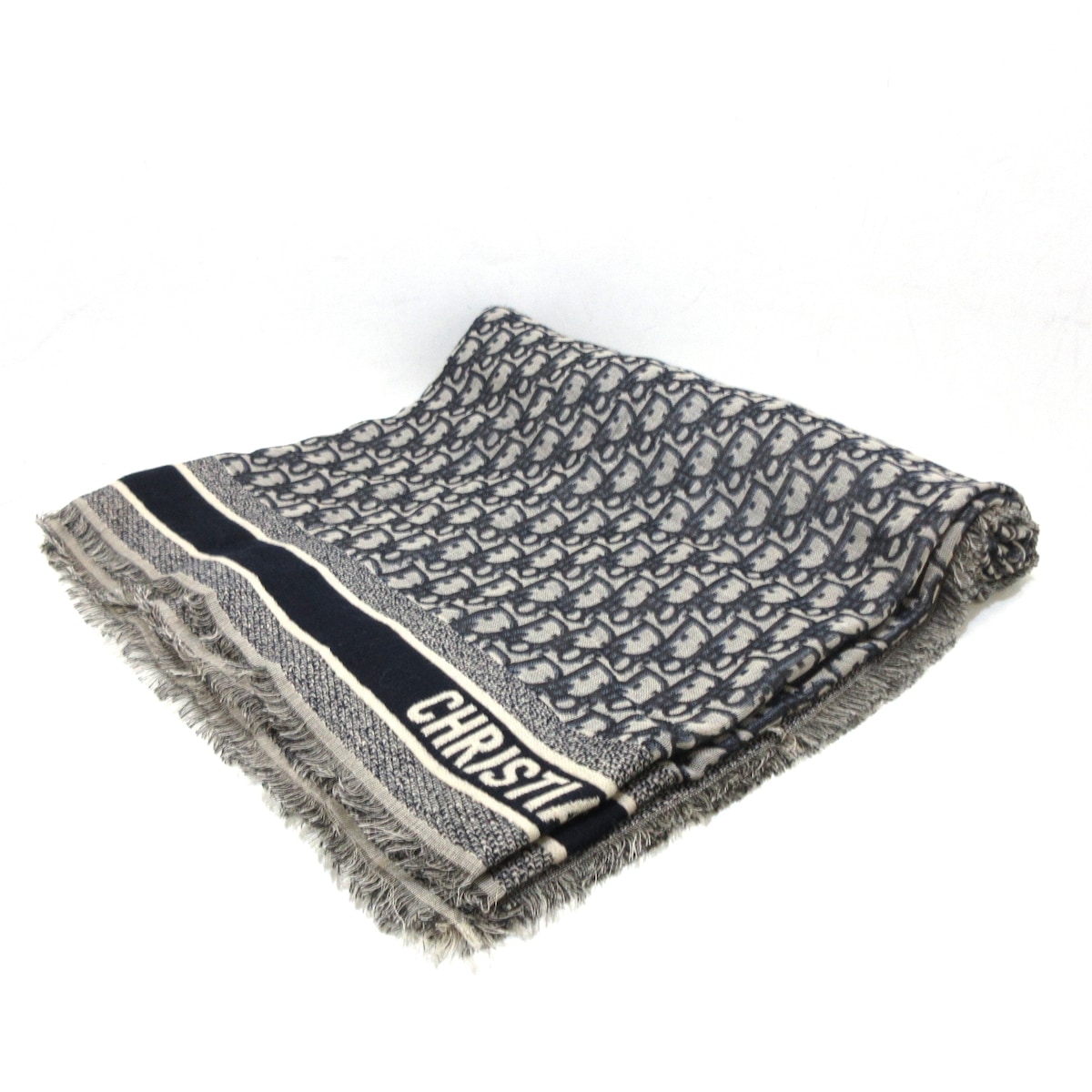 ディオール/クリスチャンディオール/マフラー/ベージュ×ダークネイビー