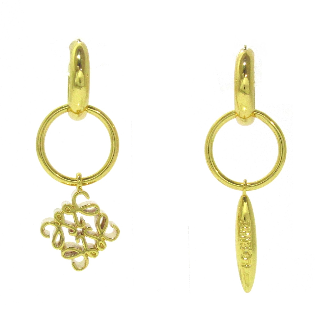 ロエベ/ピアス/アナグラム アシンメトリック イヤリング/ゴールド