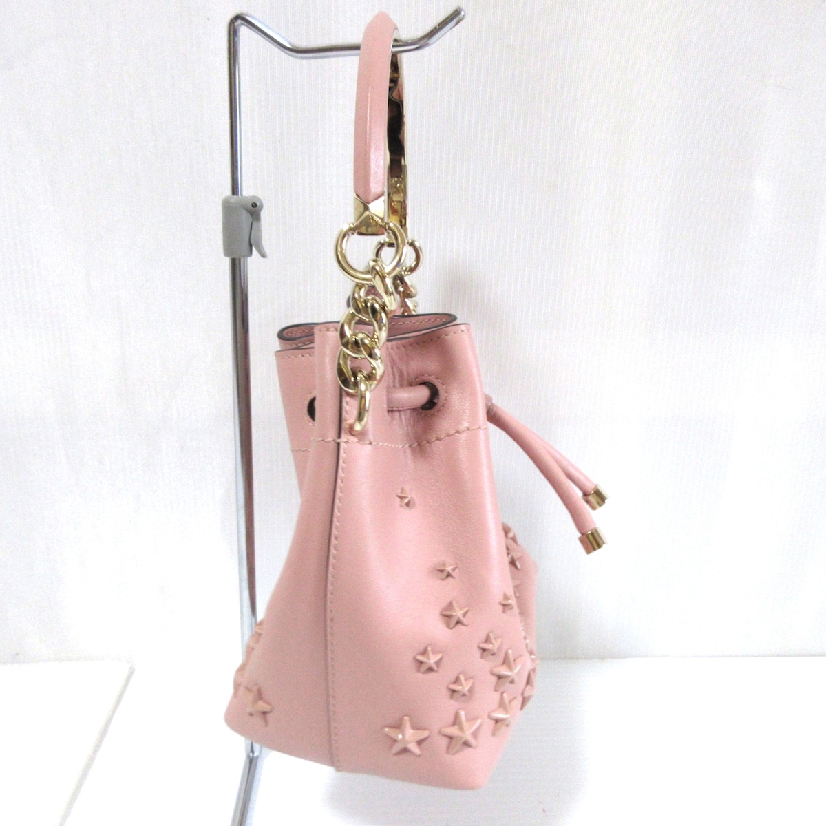 ジミーチュウ/ハンドバッグ/ボンボン バケットバッグ/ピンク/スムース